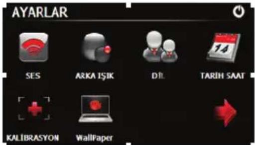 AYARLAR SES ARKA İŞİK Dİİ. TARIH SAAT KALİBRASYON WallPaper