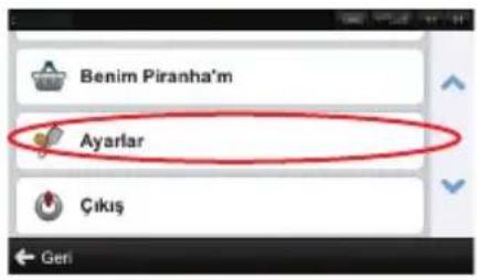 Benim Piranha'm Ayarlar Çıkış Geri