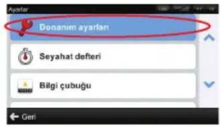 Donanim ayarlan Seyahat defteri Bilgi çubuğu Geri