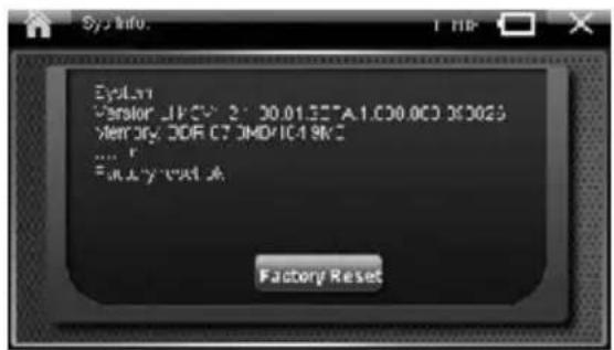 ExplAt Version: JF-CV 2* 20.01.ESTA1.030.003 363023 Memory: JDR C7 DMD/104 9K ... Factory Reset Factory Reset