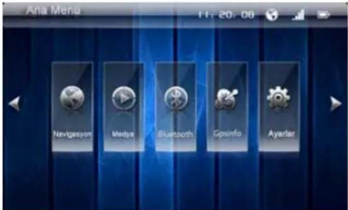 Ana Menu 11:20:08 Navigasyon Medya Bluetooth GPSinfo Ayastar