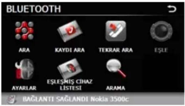 BLUETOOTH ARA KAYDI ARA TEKRAR ARA EŞLE AYARLAR EŞLEŞMİŞ CİHAZ LISTESİ ARAMA BAĞLANTI SAGLANDI Nokia 3500c