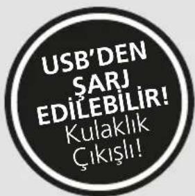 USB'DEN ŞARJ EDİLEBİLİR! Kulaklık Çıkışlı!