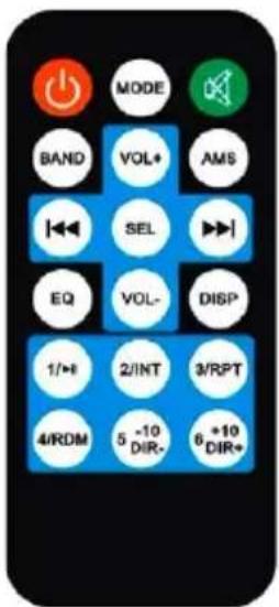MODE BAND VOL+ AMS SEL EQ VOL- DISP 1/8 2/INT 3/RPT 4/RDM 5 -10 DIR- 6 +10 DIR+