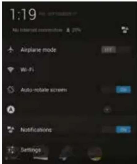 1:19 Airplane mode Wi-Fi Auto-rotate screens Notifications Settings