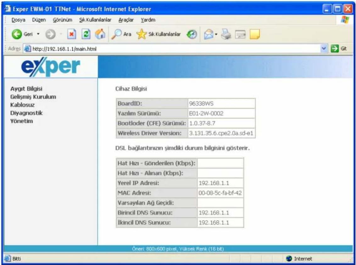 Exper EWM-01 - Web Arayüzü Ekran Açıklamaları - 2