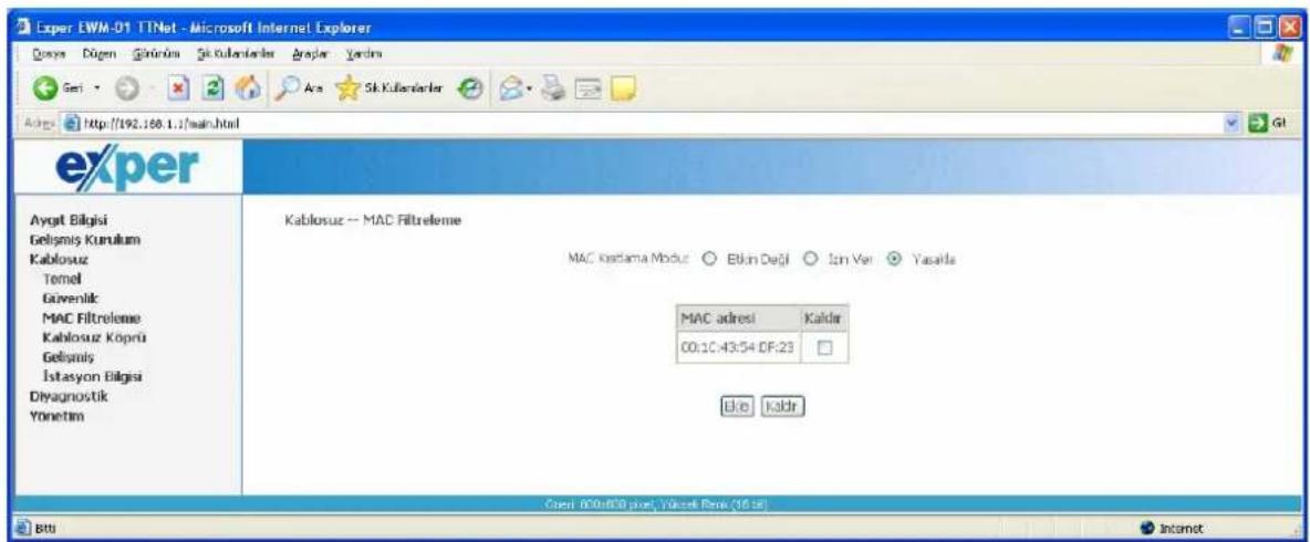 Exper EWM-01 - MAC Filtreleme - 3
