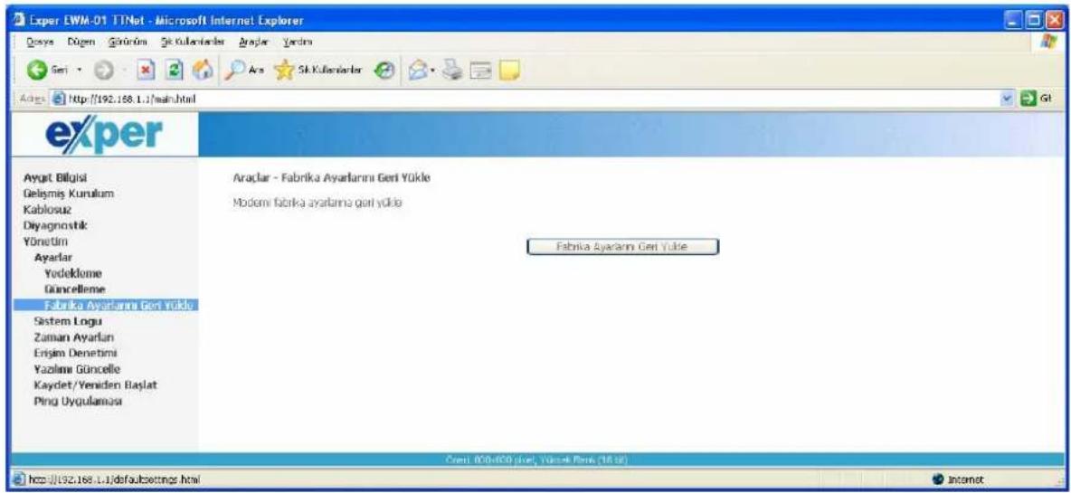 Exper EWM-01 - Modeme Fabrika Ayarlarını Yükleme - 1