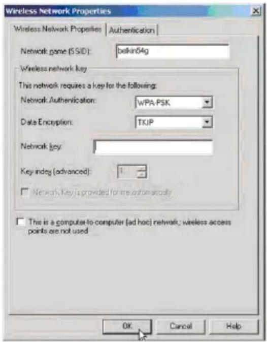 BELKIN F5D7632tu4A - Bilgisayarınızın WPA-PSK (sunucusuz) Gerektiren bir Kablosuz Ağa Bağlanması - 1