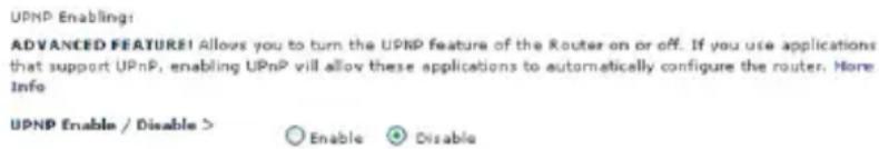 BELKIN F5D7632tu4A - Evrensel Tak ve Çalıştır'ı (UPnP) Etkinleştirme/Devre Dışı Bırakma - 1