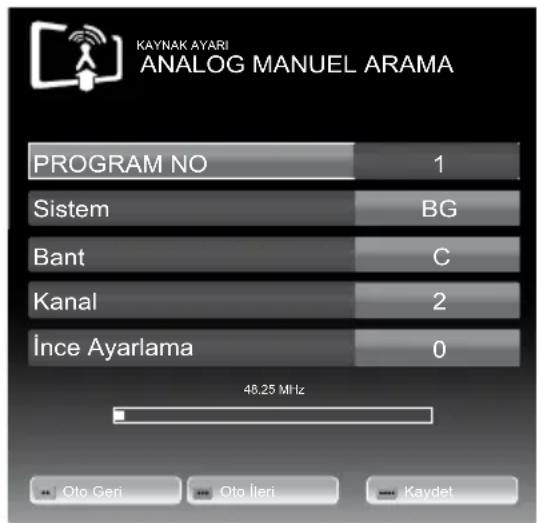 Arçelik A32-LEG-5B - Analog kanalların manuel olarak kanal numarasıyla ayarlanması ve hafızaya alınması: - 1