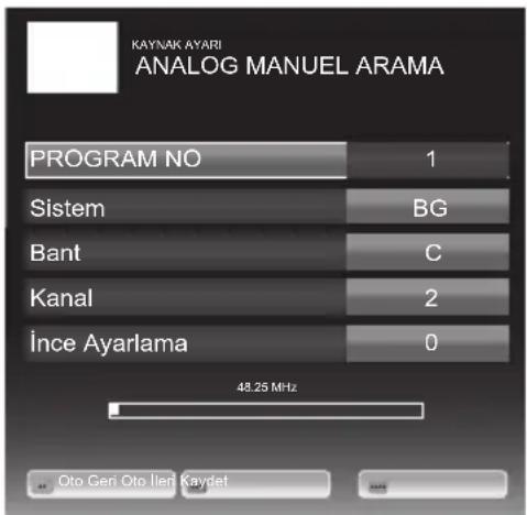 Arçelik A32-LEP-6WV - Analog kanalların manuel olarak kanal numarasıyla ayarlanması ve hafızaya alınması: - 1