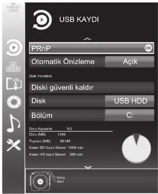 Arçelik A40-LEG-6B - USB Kayıt ayarları - 1