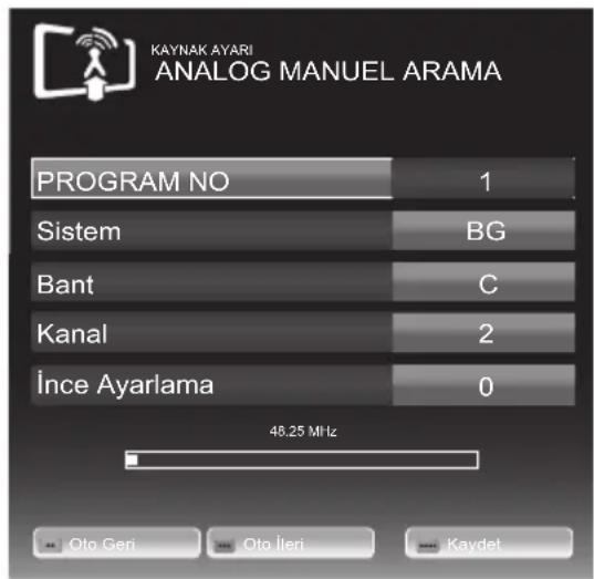 Arçelik A40-LEG-6B - Analog kanalların manuel olarak kanal numarasıyla ayarlanması ve hafızaya alınması: - 1