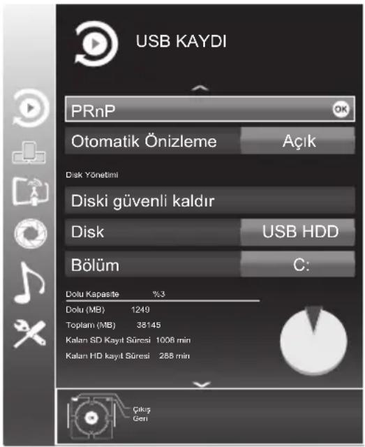Arçelik A42-LEP-6B - USB Kayıt ayarları - 1