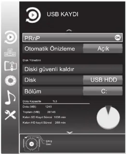 Arçelik A47-LEP-6B - USB Kayıt ayarları - 1