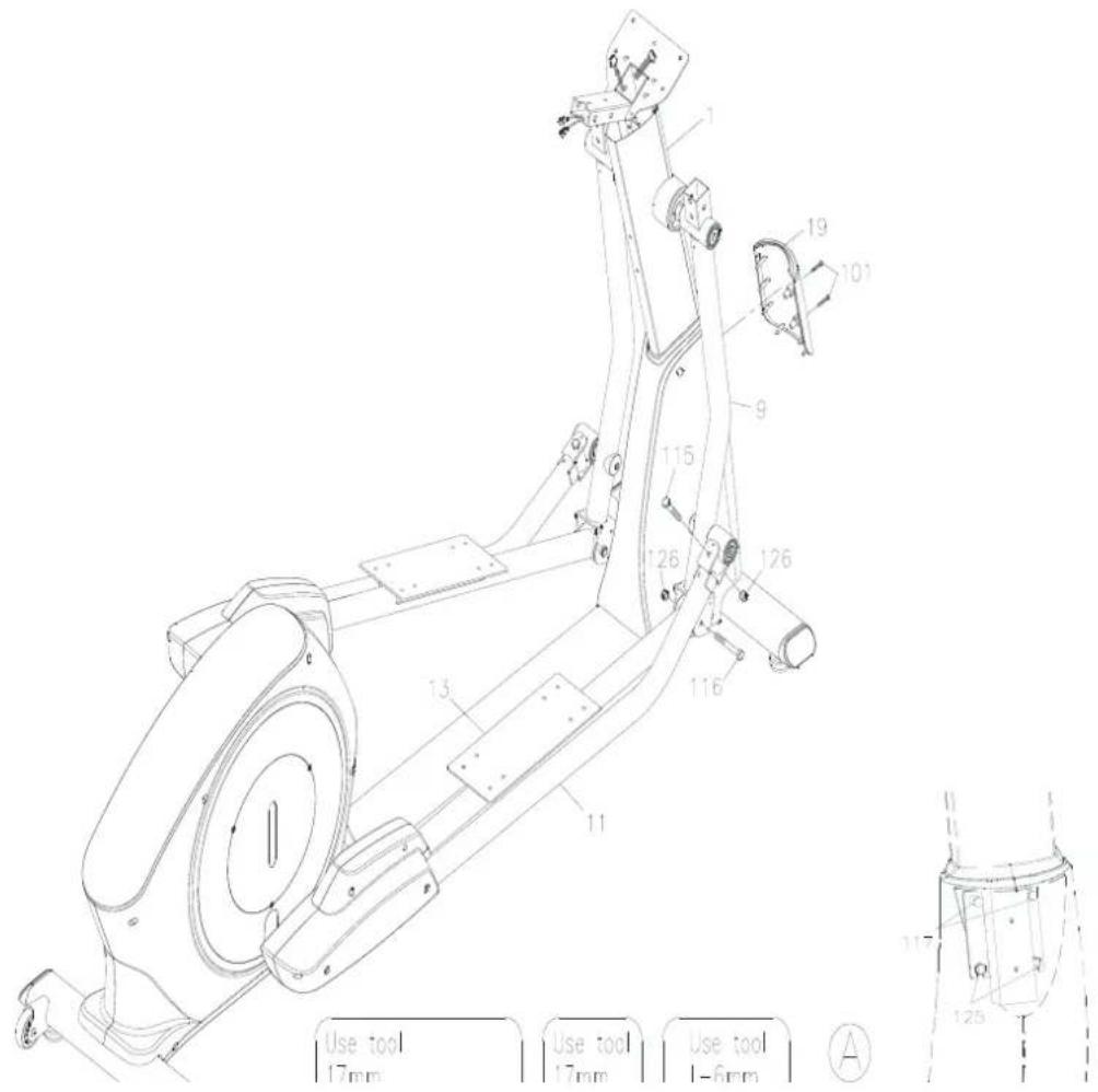 Use tool 17mm Use tool 17mm Use tool 1-6mm 117 125 113 11 126 126 115 9 101 19