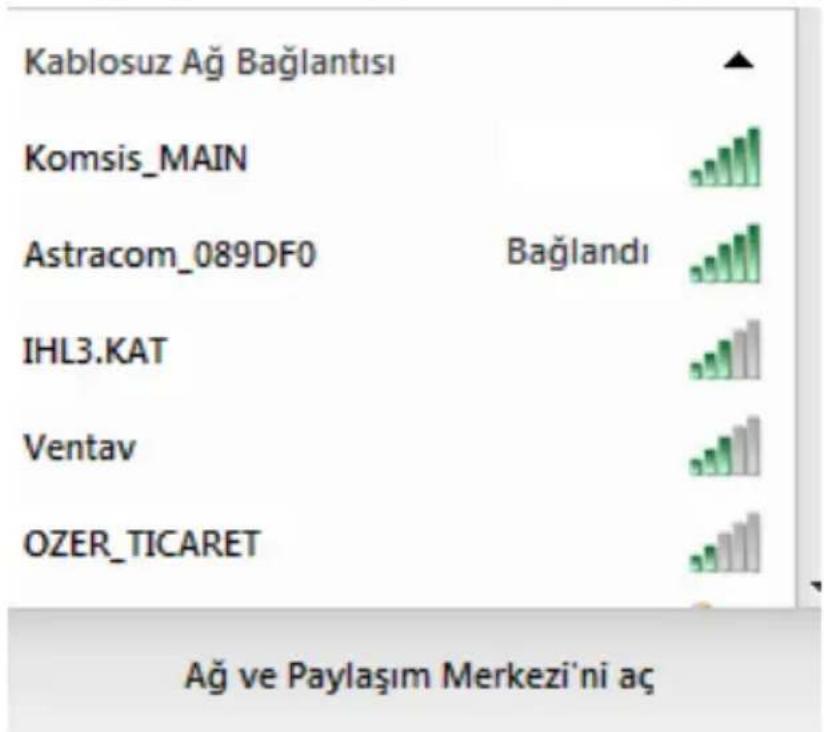 Astracom MD EOC 201 - 3) Ağ ve Paylaşım Merkezi'ni tıklayın. - 3