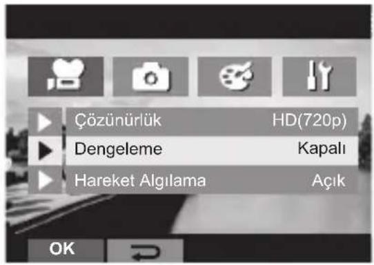 Çözünürlük HD(720p) Dengeleme Kapalı Hareket Algılama Açık