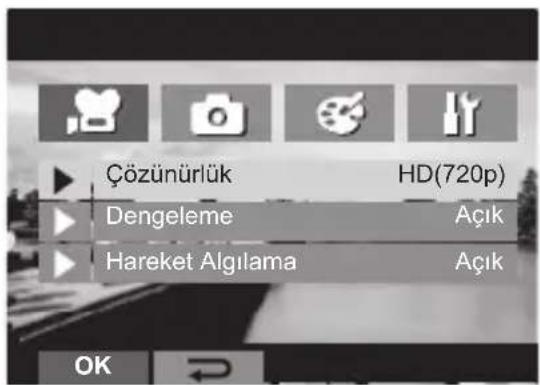 Çözünürlük HD(720p) Dengeleme Açık Hareket Algılama Açık