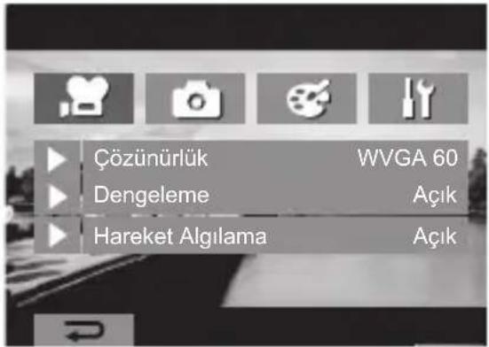 Çözünürlük Dengeleme Hareket Algılama WVGA 60 Açık Açık