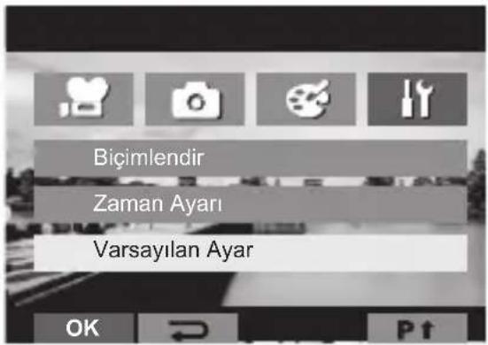 Biçimlendir Zaman Ayarı Varsayılan Ayar
