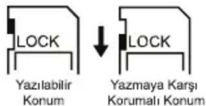 LOCK Yazılabilir Konum ↓ LOCK Yazmaya Karşı Korumalı Konum