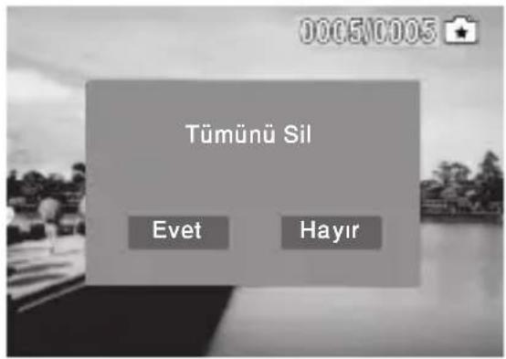Tümünü Sil Evet Hayır