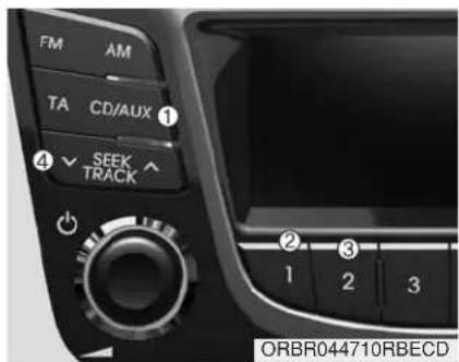 FM AM TA CD/AUX ① ④ ↕ SEEK ↑ TRACK ORBR044710RBECD