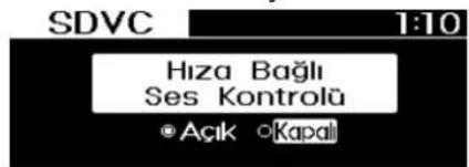 SDVC 1:10 Hıza Bağlı Ses Kontrolü Açık Kapalı