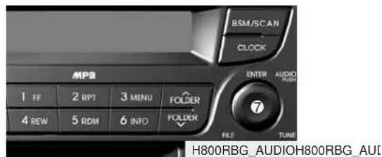 BSM/SCAN CLOCK MPB 1 FE 2 RPT 3 MENU FOLDER 4 REW 5 RDM 6 INFO FOLDER ENTER AUDIO PULL 7 FILE TUNE H800RBG_AUDIOH800RBG_AUD