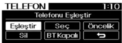 TELEFON 1:10 Telefonu Eşleşir Eşleşir Seç Öncelik Sil BTKapalı