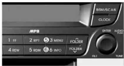 BSM/SCAN CLOCK MPB 1 PF 2 RPT 53 MENU FOLDER 4 REW 5 ROM 6 6 INFO FOLDER ENTER AUDIO TUBE FILE TUNE