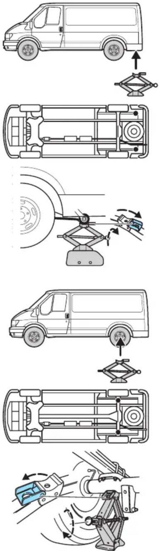 FORD Transit (2003) - Arka aks için kriko uygulama noktaları - 2