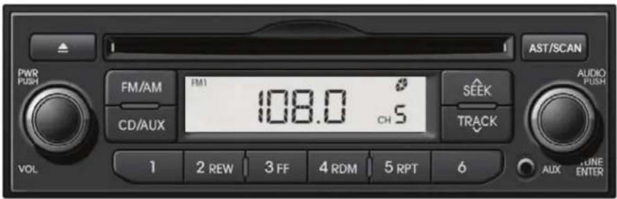 AST/SCAN PWR PUSH FM/AM FM1 108.0 CH S CD/AUX S E E K TRACK AUDIO PUSH VOL 1 2 REW 3 FF 4 RDM 5 RPT 6 AUX ZONE ENTER