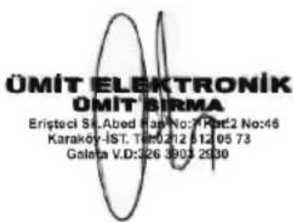 ÖMİT ELEKTRONİK ÖMİT BIRMA Erişteci Sr. Abed Han No:7 Part 2 No:46 Karakov-İST. Teno:212 512 05 73 Galata V.D:326 3903 2930