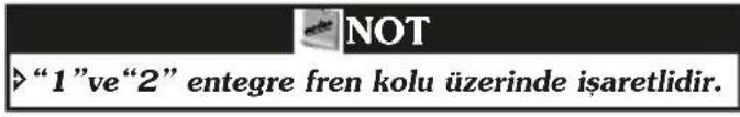 NOT "> "1"ve"2" entegre fren kolu üzerinde işaretlidir.
