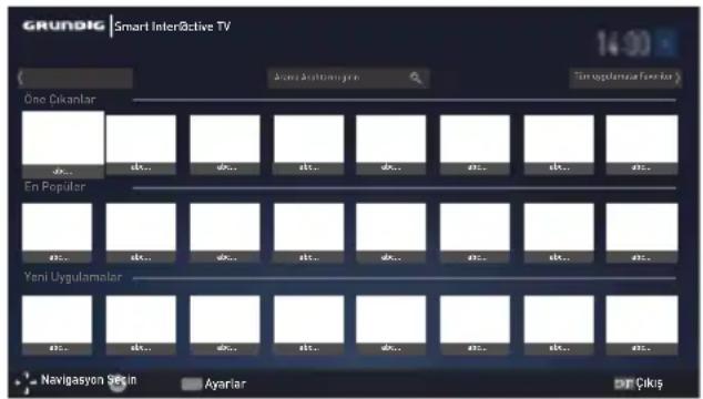 GRUNDIG | Smart InterActive TV 14:00 One Cikanlar En Populer Yeni Uygulamalar Navigasyon Sein Ayariar Dri Çikiş
