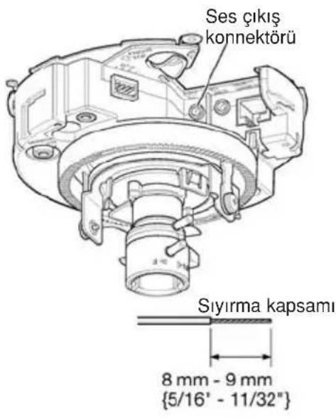 Ses çıkış konnektörü Sıyırma kapsamı 8 mm - 9 mm {5/16' - 11/32"}