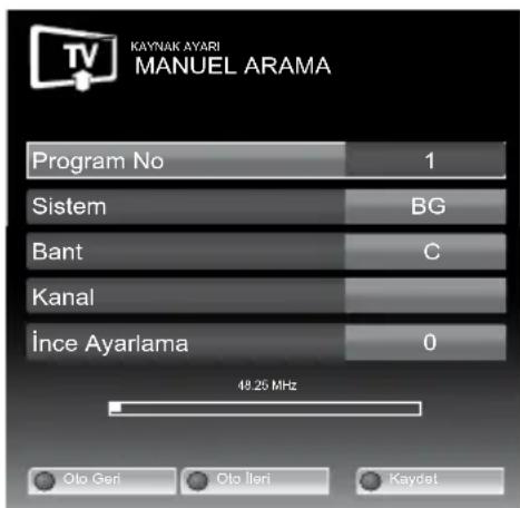 Arçelik A32-LEM-2B - Analog kanalların manuel olarak kanal numarasıyla ayarlanması ve hafızaya alınması: - 1