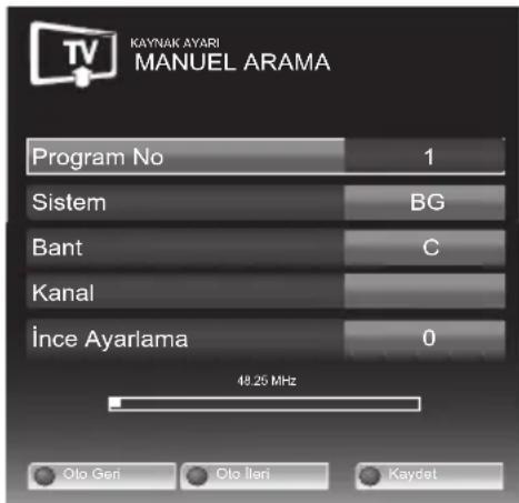 Arçelik A32-LEM-0BU - Analog kanalların manuel olarak kanal numarasıyla ayarlanması ve hafızaya alınması: - 1