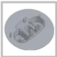Isometric view of a kitchen sink with dish, sink, and fixtures (no text or symbols)