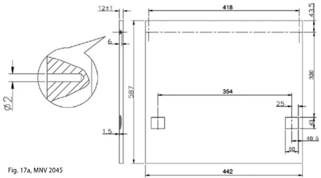 Concept MNV2045 - Dimensions and fixing the cover plate to the door - 1