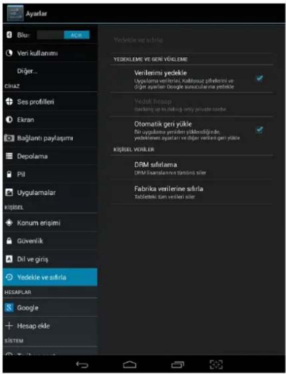 General Mobile Discovery Tab 8 3G - Yedekleme ve geri yükleme - 1