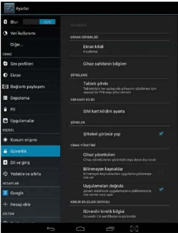 General Mobile Discovery Tab 8 3G - Güvenlik - 2
