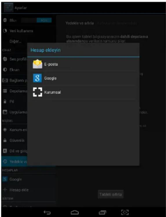 General Mobile Discovery Tab 8 3G - Hesap ekle - 2