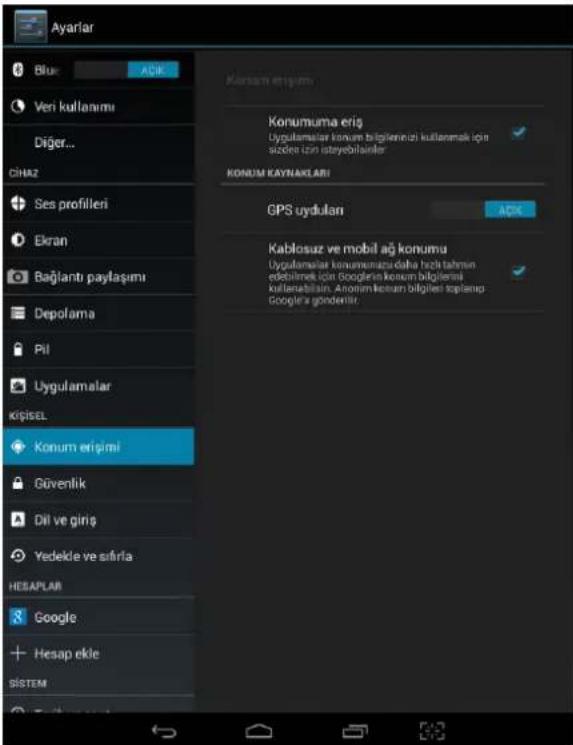 General Mobile Discovery Tab 8 3G - Konum hizmetleri - 2