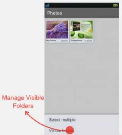 Photos Manage Visible Folders Select multiple Visible folders