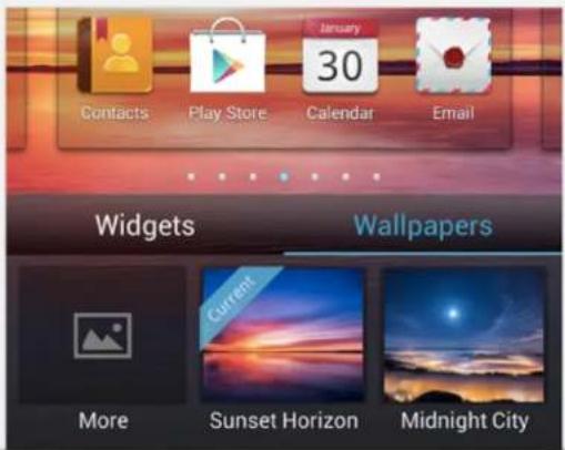 Contacts Play Store Calendar Email Widgets Wallpapers Current More Sunset Horizon Midnight City