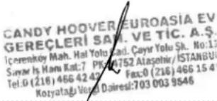 HOOVER HVG 64 W - CANDY-HOOVER-EUROASIA EV GEREÇLERİ SAN VE TİC. A.Ş. - 1